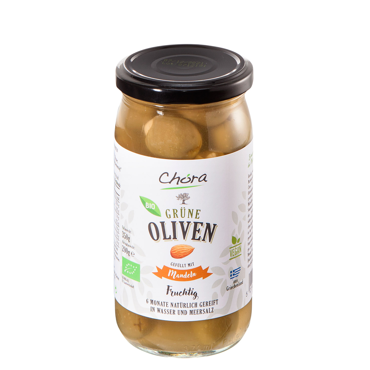 Bio-Oliven gefüllt mit Mandeln