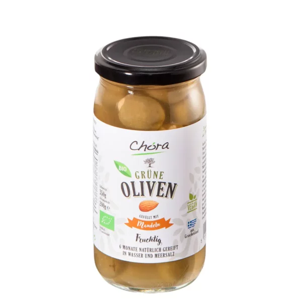 Bio-Oliven, grün mit Mandel