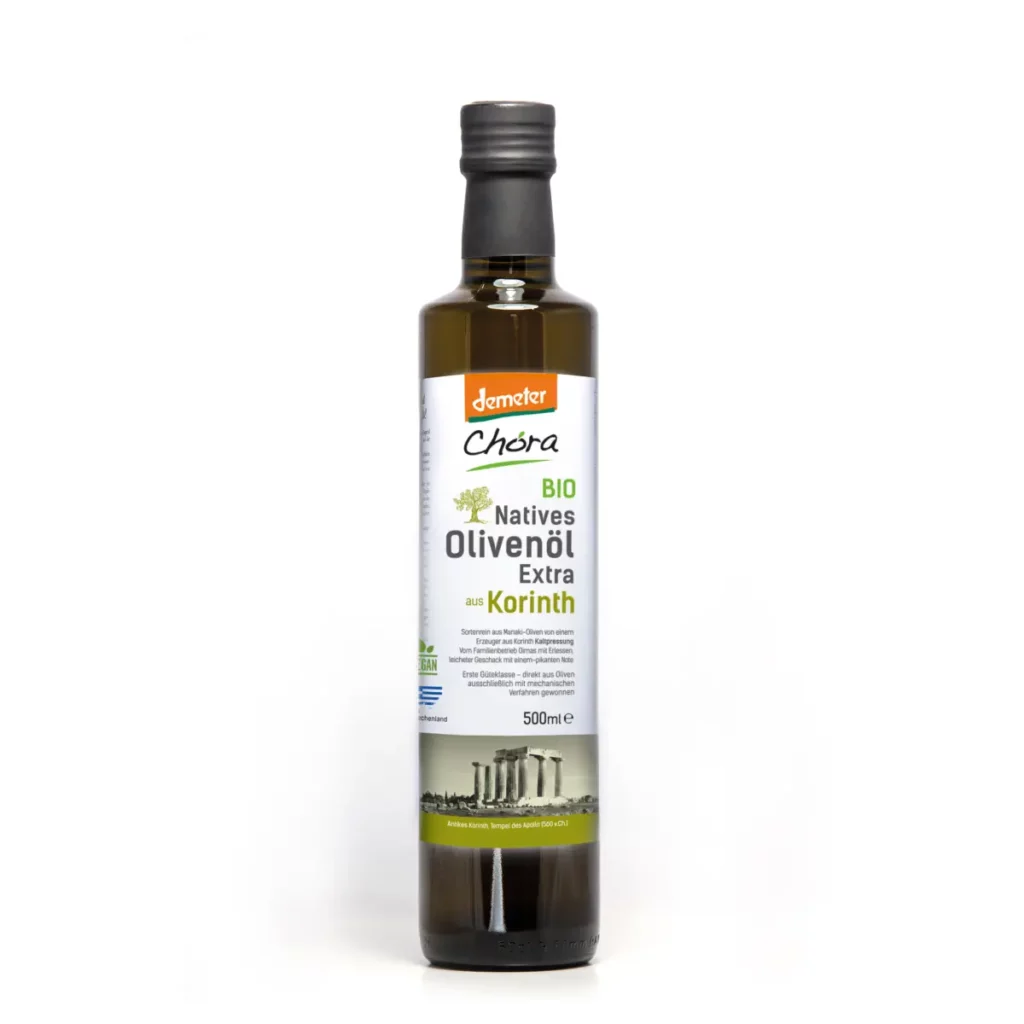 Demeter Olivenöl - Bio-Olivenöl nativ extra aus Griechenland, Korinth, in 500 ml Flasche